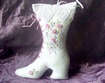 Handmade & embroidered lavender boot