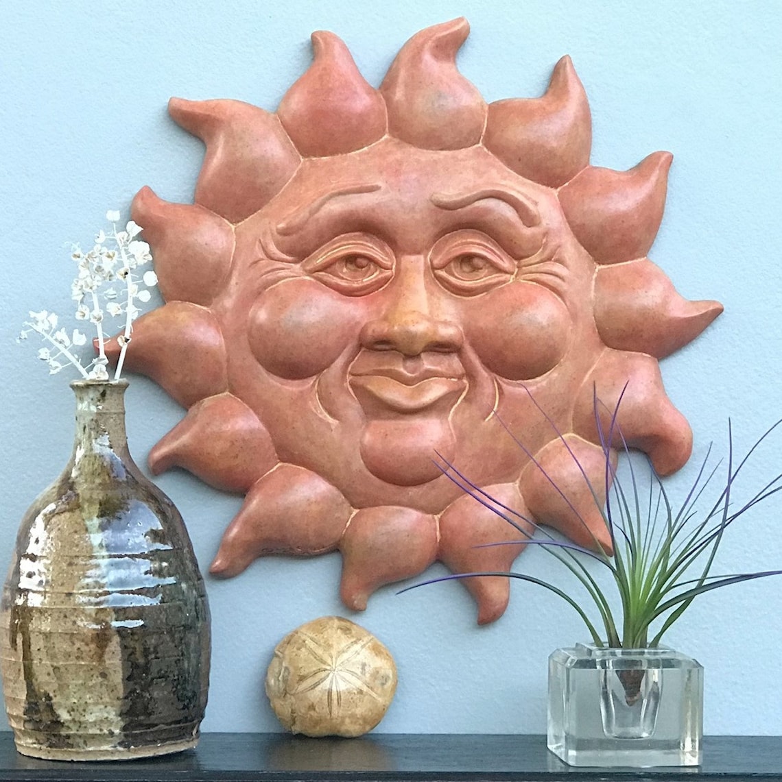 Smiling Sun Face Wall Plaque Friendly Sun Face Wall Art Etsy