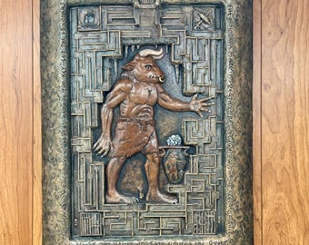 Laberinto de Minotauro 3D para colgar en la pared, placa de resina con forma de laberinto, arte de la mitología griega