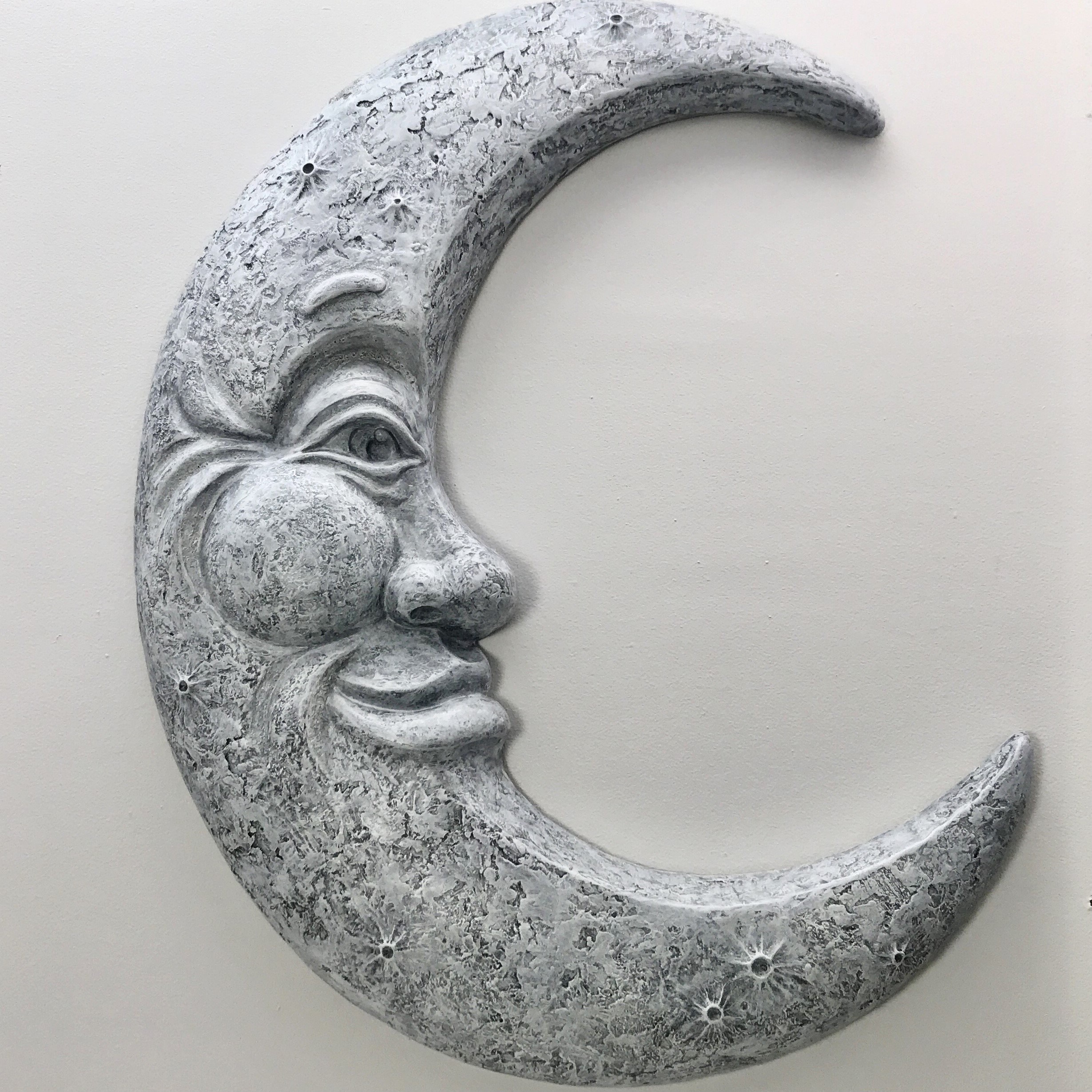 Extra Large Smiling Crescent Moon Face 3D Wall Decor, Smiling Man in