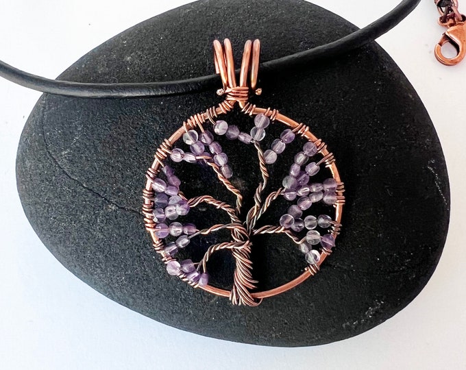 Amethyst Tree of Life Pendant Necklace