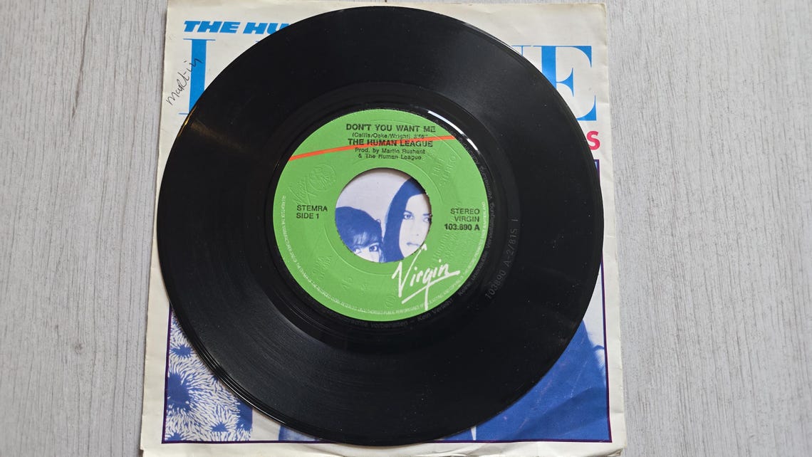 The Human League Don't You Want Me - Vinyl Record 7" Single, 45 RPM, Original 1981 Vintage, foto 4 di 5