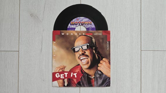 Stevie Wonder & Michael Jackson Get It - Vinyl Record 7" Single, 45 RPM, Original 1988 Vintage