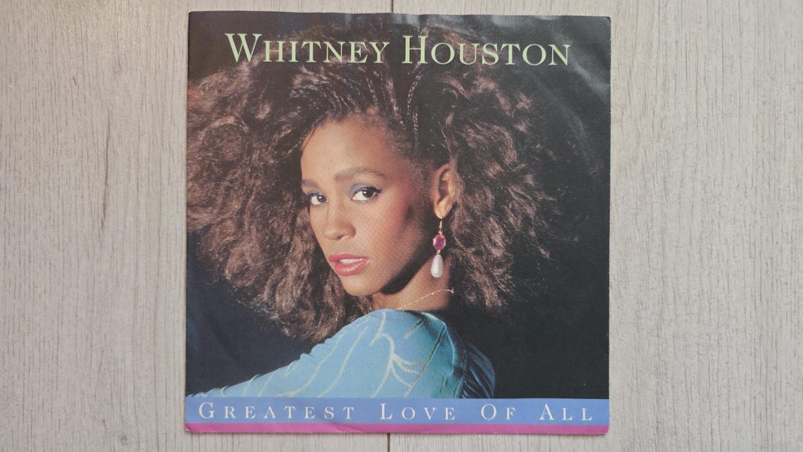 Whitney Houston - Greatest Love Of All 45 RPM 7" Vinyl Record Single 1986 Vintage, foto 2 di 5