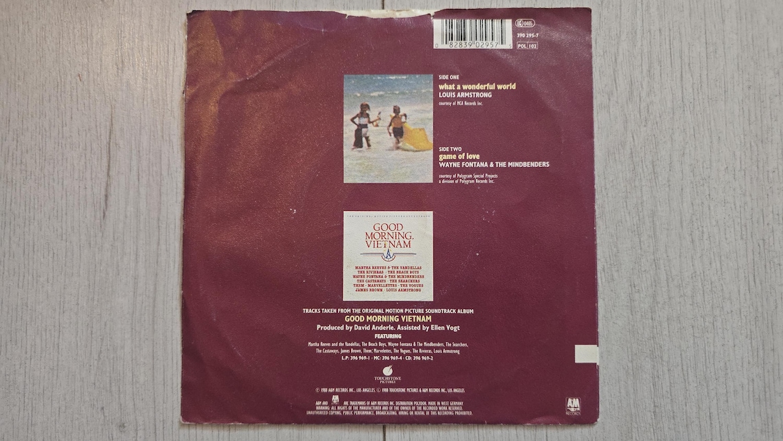 Louis Armstrong What A Wonderful World - Vinyl Record 7" Single, 45 RPM, Original Vintage 1988, foto 3 di 4