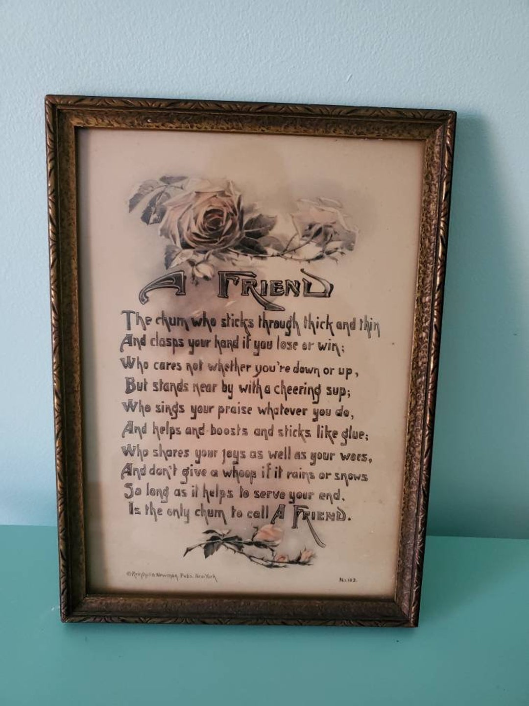 Antique Friendship Poem In Frame - Etsy