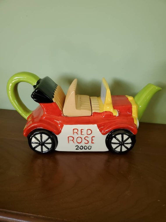 Vintage 2000 Red Rose Teapot - Etsy Vintage 2000 Red Rose Teapot - Etsy