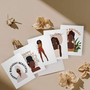 Black Woman Birthday Card, Braids, Natural hair, Black Girl Magic, Diverse, Celebration, Dark Skin Multi-Design Greeting Cards (5-Pack)