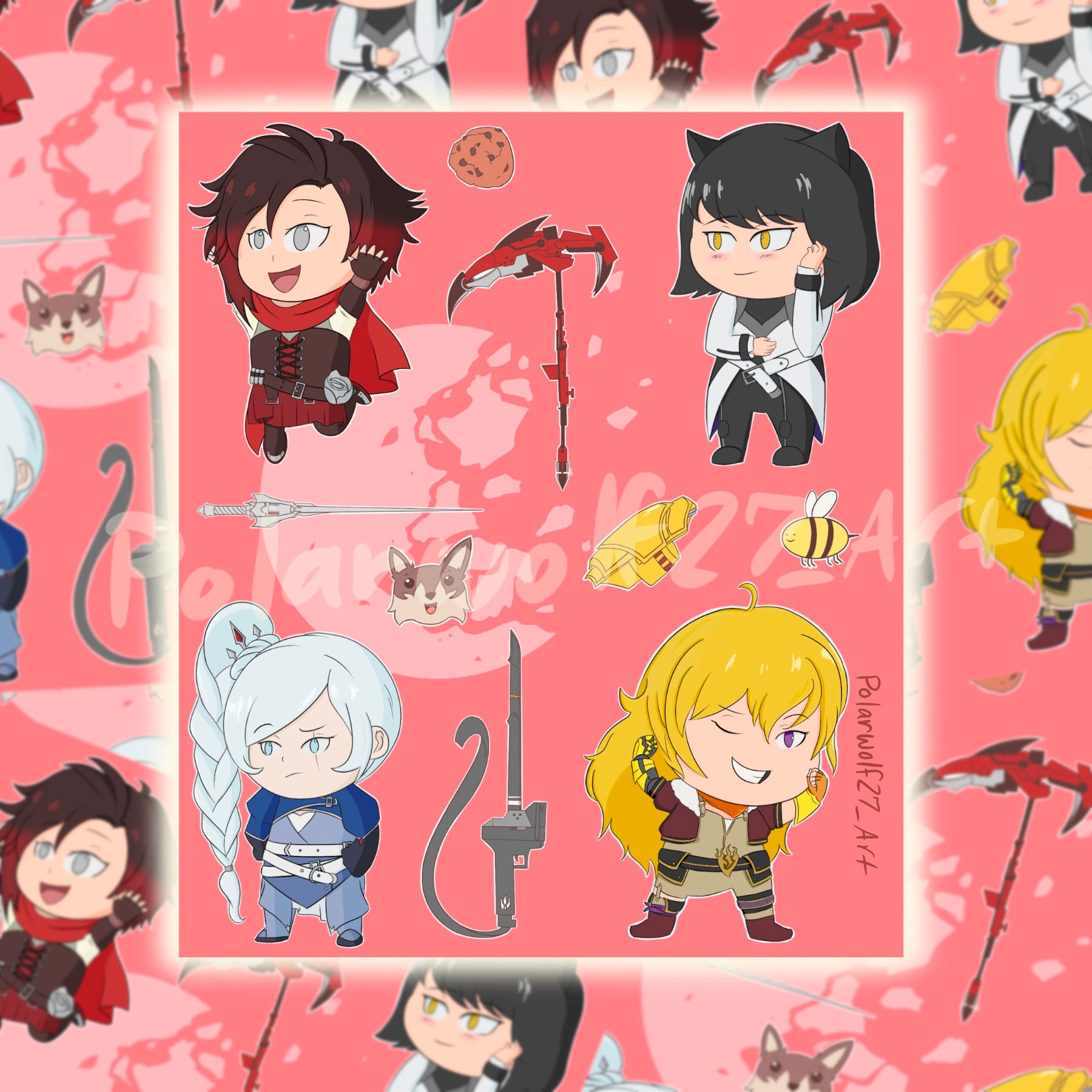 RWBY Sticker Sheet Ft. Ruby Weiss Blake and Yang - Etsy