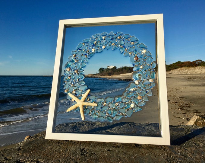 Sea Glass Wreath, Sea Glass Art, Beach Decor, 15 X 13 - Etsy