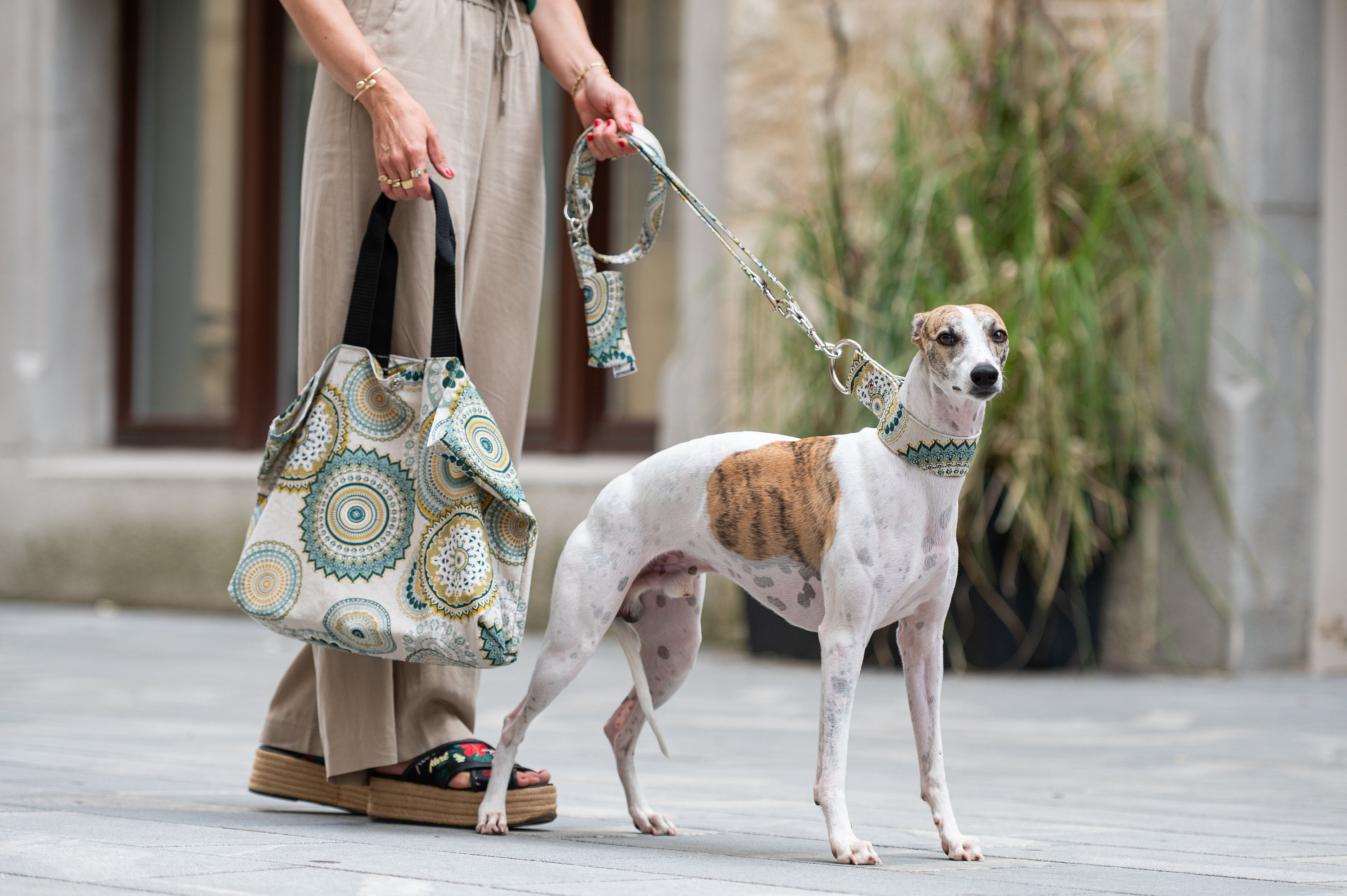 Fabric Leash Mandala dog lead dog leash multifunctional leash crossbody leash hand free leash classic leash