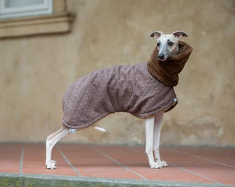 Whippet Winter Coat Iggy Cable Knit Dog Wear Warm Faux Fur Clothing Matching Style Sighthound Lovers Custom Embroidery Women Gift For Dogs
