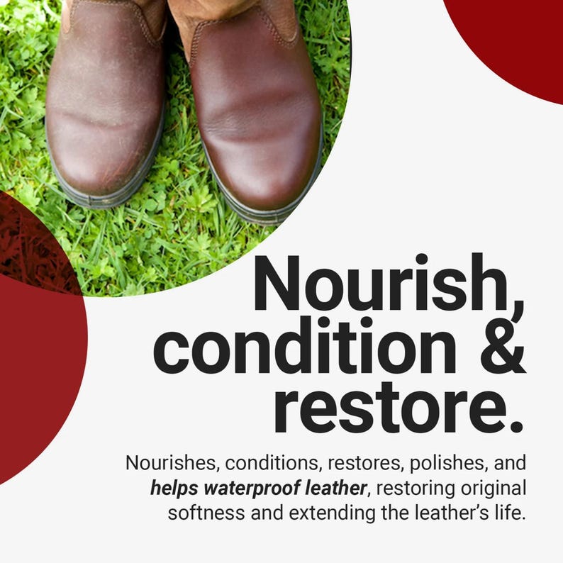 Leather Restoration Cream Natural Waterproof Balm Boot Care Product Leather Cleaner Conditioner Balsam Furniture Protection Treatment Saddle Maintenance Solution Polish Bag Jacket Softener Moisturizer Upholstery Treatment Non-Toxic