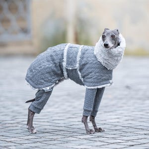 Fashionable Dog Apparel Whippet Winter Coat Cable Knit Pattern Sighthound Breed Clothing Faux Fur Lining Stylish Pet Fashion Reflective Safety Elements Custom Embroidery Option Multiple Size Selections Cold Weather Protection Premium