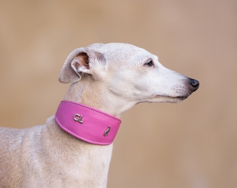 Leather Collar Pink, Iggy collar, Whippet collar, Galgo collar, Saluki collar, Greyhound collar,Italiangreyhound collar