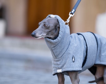 Casual winter coat S.M. DOUBLE BELTS ,greyhound coats, whippet coats, iggy coats,italiangreyhound coats