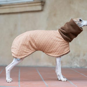 Zimowy płaszcz Iggy Whippet Cable Knit Dog Wear Sighthound Breed Faux Fur Warm Clothing Dopasowany styl Niestandardowy haft Prezent dla miłośników szczeniąt zdjęcie 6
