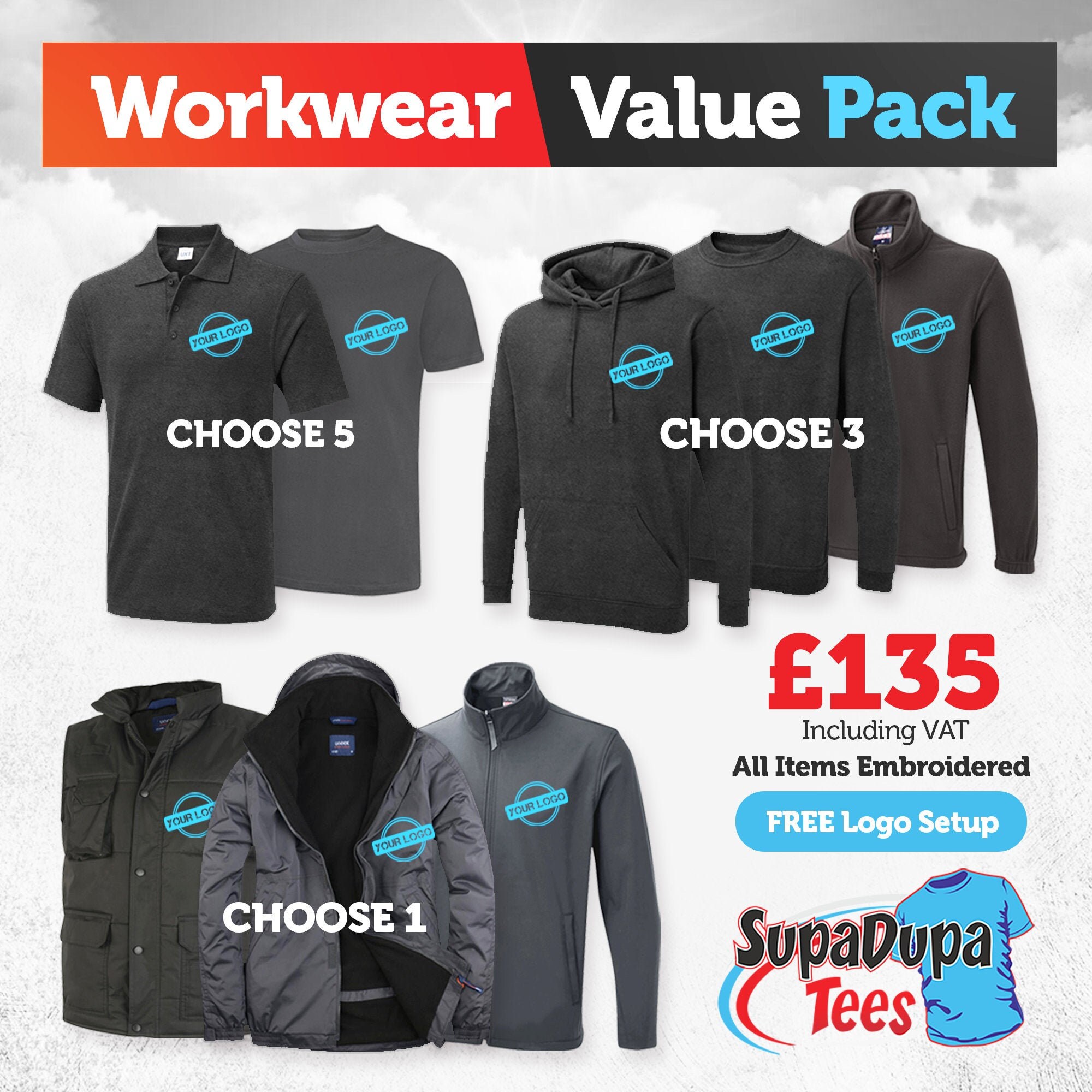 9 Piece Embroidered Workwear UX Pack 