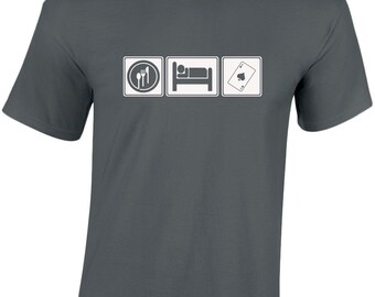 Eat Sleep Poker Cards T-Shirt: 100% Cotton Unisex Tee