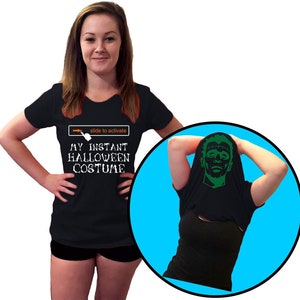 Slide to Activate Halloween Costume Funny Rude Flip Over Scary Unisex Premium T-Shirt 10 Colours