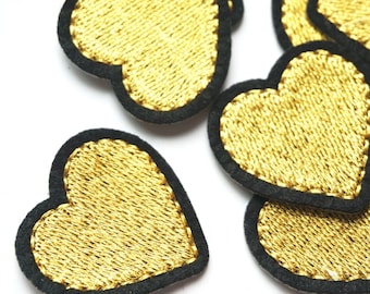 3 Iron on Yellow Shades Cotton Heart Patches for Applique, Repairs,  Customising – Vintage Patch