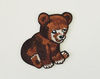 Teddy Bear Iron-On Patch: Embroidered Woodland Animal Applique