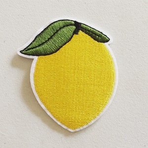 Lemon Iron-On Patch, Citrus Fruit Badge, Summer Fruit Patch, Fruity Badge, DIY Embroidery, Embroidered Applique, Pop Culture Gift