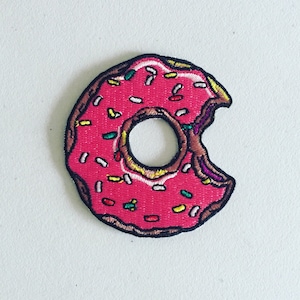 Sprinkled Doughnut Iron-On Patch, Donut Patch, Doughnut Badge, DIY Embroidery, Embroidered Applique, Embroidery Badge, Pop Culture Gift