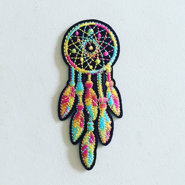 Dream Catcher Iron-On Patch, Boho Hippie Badge, Boho Motif Applique, DIY Embroidery, Embroidered Applique, Pop Culture Gift, Hippie Gift