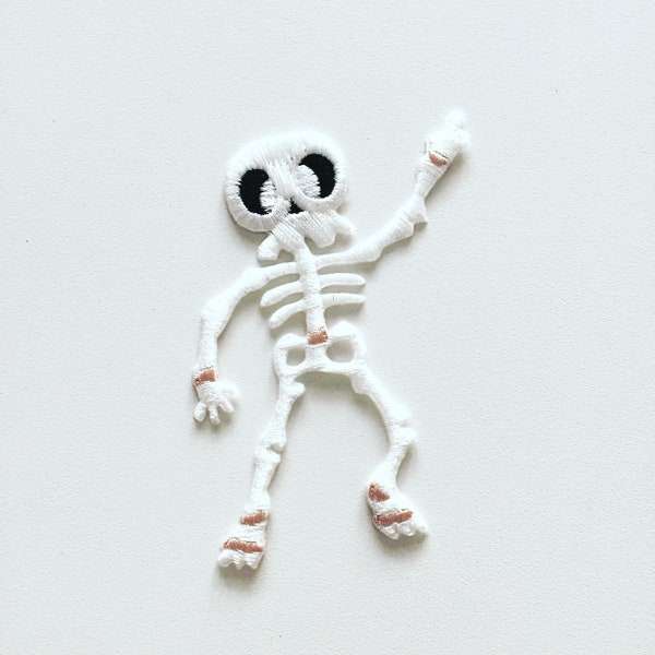 Dancing Skeleton Iron-On Patch, Halloween Skeleton Iron-On Badge, Funky Pop Culture Patch, Funny Halloween Patch, Funny Skeleton Gift