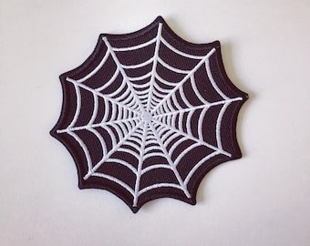 Spider Web Iron-On Patch: Halloween Costume Embroidered Applique
