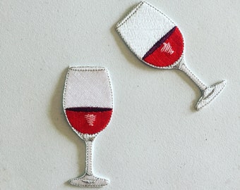 Écusson thermocollant vin rouge, insigne vin prosecco, écusson décoratif, broderie à faire soi-même, appliqué brodé, cadeau d'amateur de vin