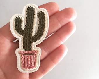 Strykmärke med kaktus, suckulentväxtmärke, kaktusmärke, gör-det-själv-broderi, broderat märke, broderad applikation, kaktusmotiv, kaktuspresent