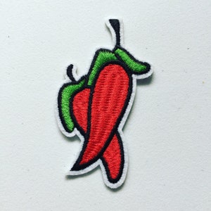 Red Chilli Peppers Iron-On Patch, Hot Chilli Pepper Badge, Cayenne Decorative Patch, DIY Embroidery, Embroidered Applique, Pop Culture Gift