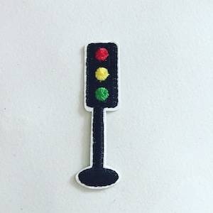 Traffic Lights Iron-On Patch, Stoplights Badge, Traffic Signal Badge, Urban Life Patch, Embroidered Applique, 90s Pop Culture Gift