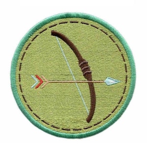 Bow & Arrow Iron-On Patch, Archery Summer Camp Badge, Archery Patch, Bow And Arrow Badge, DIY Embroidery, Embroidered Applique, Camping Gift