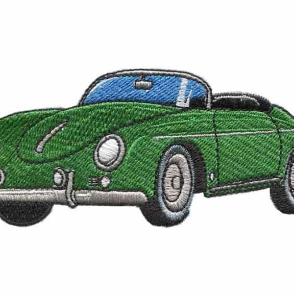 Écusson thermocollant vert pour voiture vintage, insigne de voiture ancienne, écusson pour voiture décapotable rétro, écusson décoratif, appliques brodées, cadeau pour amateur de voiture