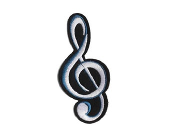 GOLD CLEF MUSIC NOTE Iron On Patch Musical Rock NRoll