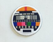 No Signal Television Iron-On Patch, Old TV Vintage Badge, SABC Test Pattern Patch, TV Decorative Patch, Retro Embroidered Applique