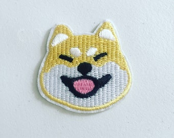 Embroidered Applique Patch Dog Shiba Inu Sakura Cherry blossom Sew Iron On JAPAN