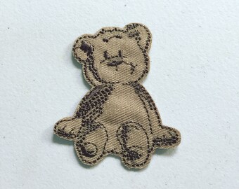 PINK FLUFFY TEDDY BEAR 8cm Embroidered Iron Sew On Cloth Patch Badge APPLIQUE