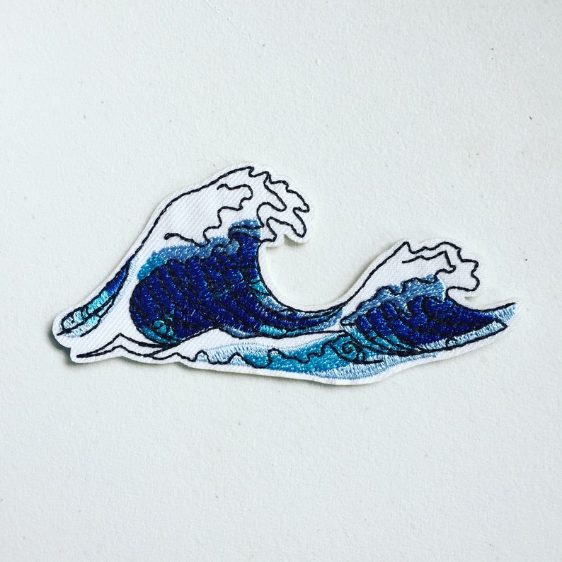 Sea Wave Iron-On Patch, Ocean Wave Badge, Surf Wave Patch, Decorative Patch, DIY Embroidery, Embroidered Applique, Surf Gift, Sea Lover Gift 