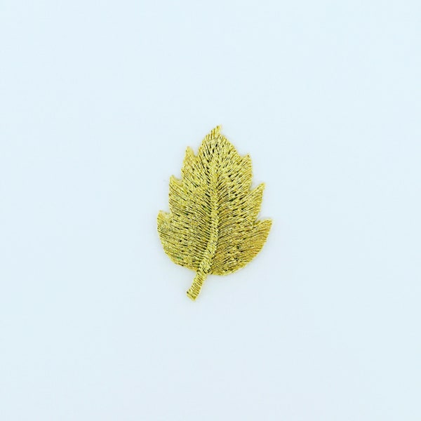 Gold Oak Leaf Iron-On Patch, Greenery Badge, Nature Leaf Badge, DIY Embroidery, Leaves Badge, Embroidered Applique, Nature Lover Gift