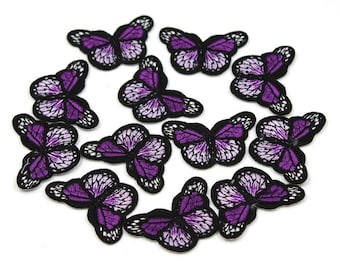 Purple Butterfly Iron-On Patch, Dainty Butterfly Badge, Decorative Patch, DIY Embroidery, Embroidered Applique, Butterfly Applique Gift- 1pc