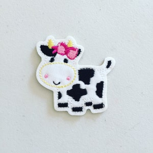 Cute Cow Iron-On Patch, Cow Badge, Animal Decorative Patch, DIY Embroidery, Embroidered Applique, Kids Patches, Kids Badges, Cow Gift