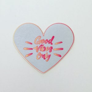 Good Vibes Only Pastel Heart Iron-On Patch: 90s Pop Art Applique