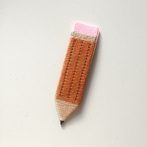 Pencil Iron-On Patch: Embroidered Student Badge (87mm)