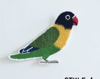 Parrot Iron-On Patch, Green Bird Badge, Parrot Badge, Kids Patch, DIY Embroidery, Parrot Embroidered Applique, Parrot Lover Gift