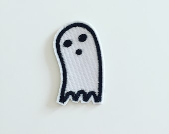 Halloween Ghost Iron-On Patch: Embroidered Spooky Applique