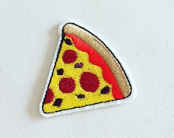 Pepperoni Pizza Slice Iron-On Patch, Foodie Pizza Slice Badge, DIY Embroidery, Embroidered Applique, Embroidery Badge, 90s Pop Culture Gift